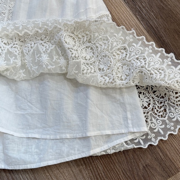 LoveShackFancy Kesia Mini Dress White Lace Cutout Smocked Size XS - Picture 5 of 16